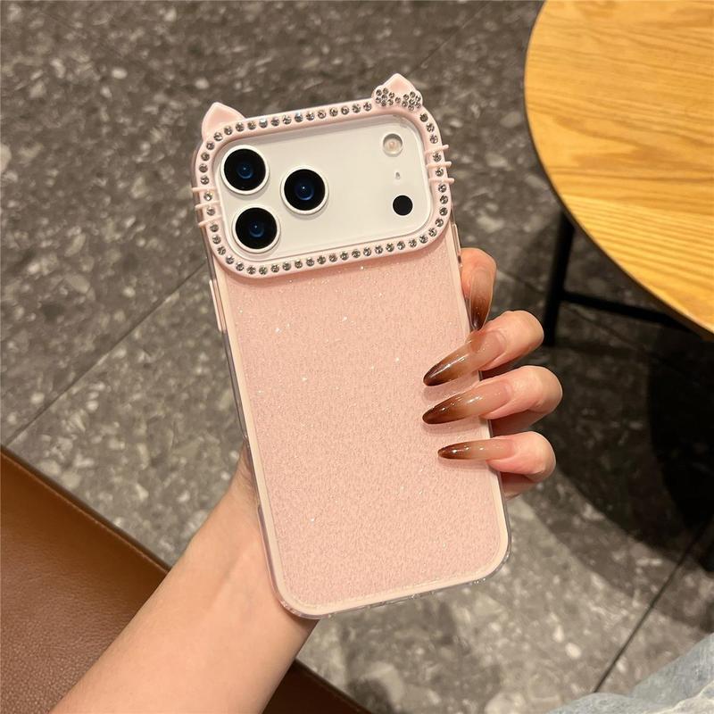Nâng Cao Thích Hợp Cho Apple 17 Ốp Điện Thoại iPhone17promax Lấp Lánh Tai Mèo Ba Trong Một Điểm Kim Cương 16pro