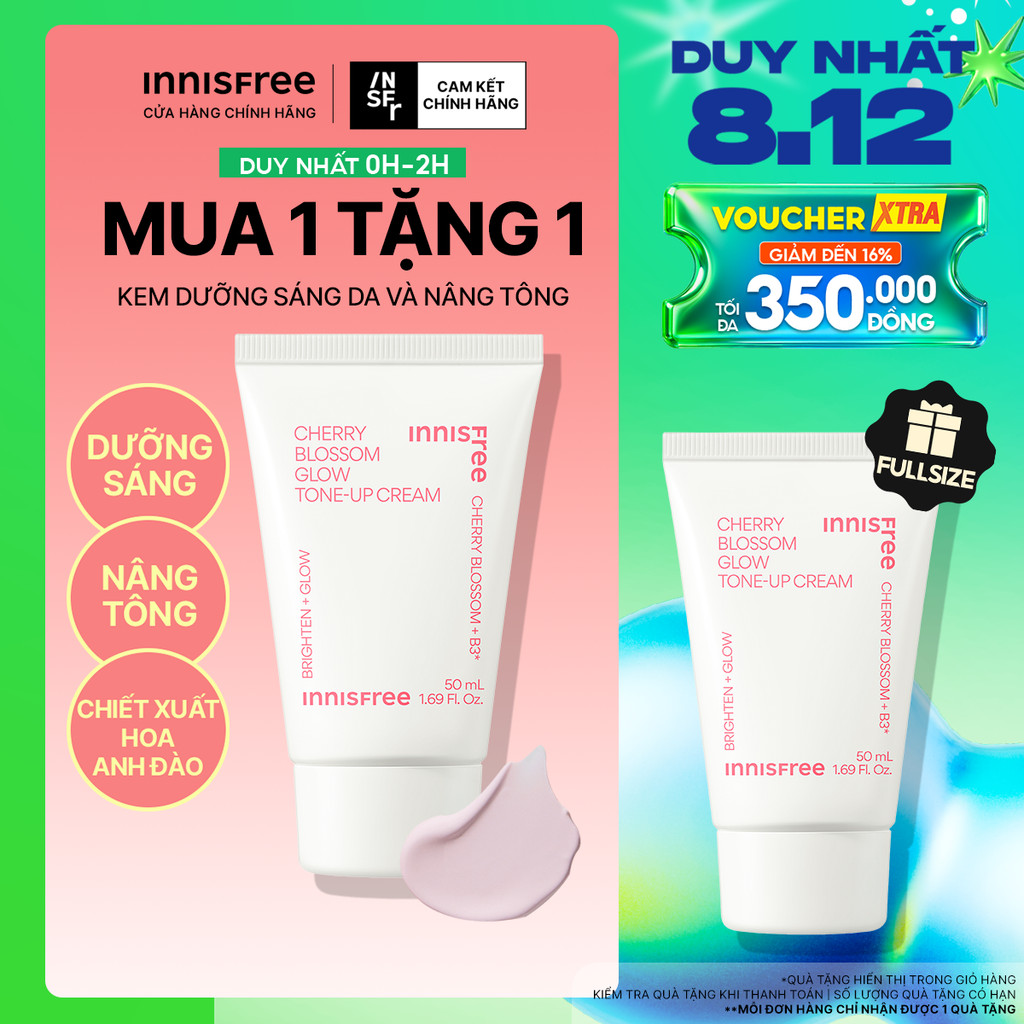 Kem nâng tông, dưỡng sáng làm đều màu da từ hoa anh đào INNISFREE Cherry Blossom Tone Up Cream 50ml