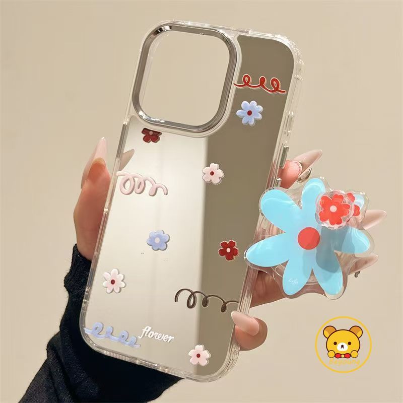 Vỏ Gương Giá Đỡ Hoa Cho OnePlus 15 13 13R 13T 13S 12 12R 11 11R 10R 10T ACE 6 5 Ultra 3V 3 2 Pro 2V Nord CE 5 4 3 2 N30 2 3 Lite 5G Điện Thoại Hoạt Hình Dễ Thương Ốp lưng mềm