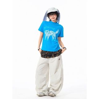 Áo thun ngắn tay cổ cao kiểu Mỹ cổ điển, thiết kế mới cho mùa hè với họa tiết mèo, thời trang