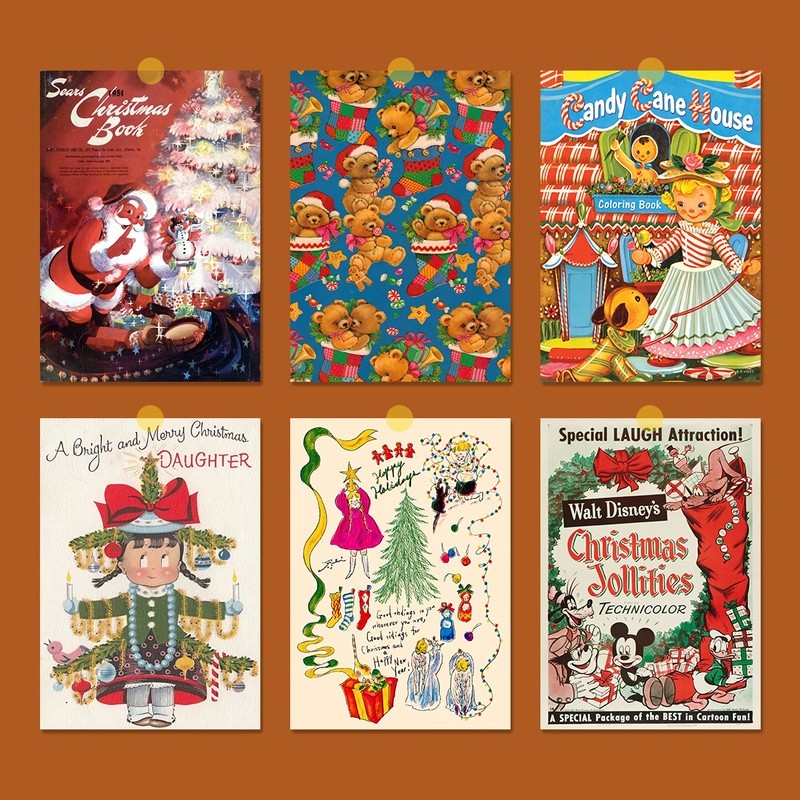 Poster Giáng Sinh Vintage - Phong Cách Showa Mỹ, Hoạt Hình Dễ Thương, Lõi In Canvas Cho Phòng Thu, Phòng Ngủ Và Trang Trí Nhà Cửa