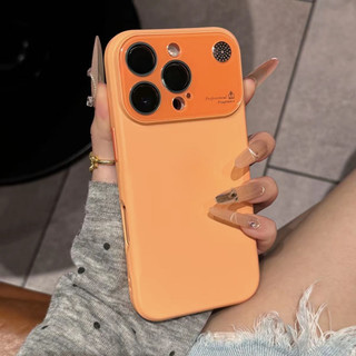 Giống như 17Promax Phim bảo vệ ống kính Hương thơm Vỏ điện thoại silicon lỏng màu cam cho iPhone 17Pro 16Promax 13 14 15 Pro Max 12Promax Vỏ điện thoại di động nữ chống sốc