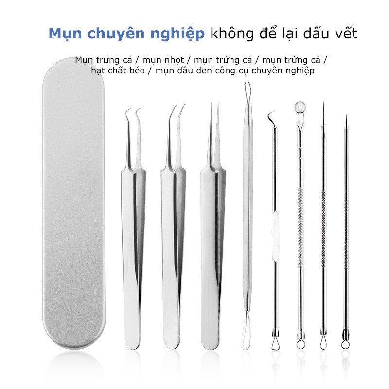 Bộ Nặn Mụn 5 Món Cao Cấp Inox Không Gỉ, Bộ Nặn Mụn Đầu Đen 5 Chi Tiết FE123