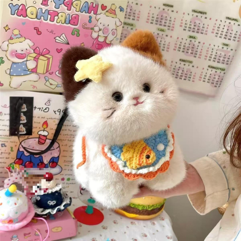 20cm Tricolor Mèo Sang Trọng Đồ Chơi Dễ Thương Sang Trọng Sanhua Mèo Búp Bê Ngủ Bạn Gái Sinh Nhật Bàn Quà Tặng Với Mèo Con Đồ Chơi Búp Bê