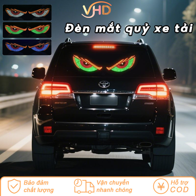 Đèn LED Trang Trí Kính Hậu Ô Tô - Mắt Quỷ Động Đa Chế Độ, Hiển Thị Hình Ảnh Độc Đáo, Kết Nối USB Tiện Lợi