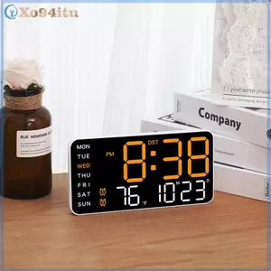 XOITU Đồng hồ treo tường kỹ thuật số lớn Ngày tuần Hiển thị nhiệt độ Bàn điều khiển bằng giọng nói Đồng hồ báo thức LED Độ sáng Có thể điều chỉnh Đồng hồ 12 / 24H VN