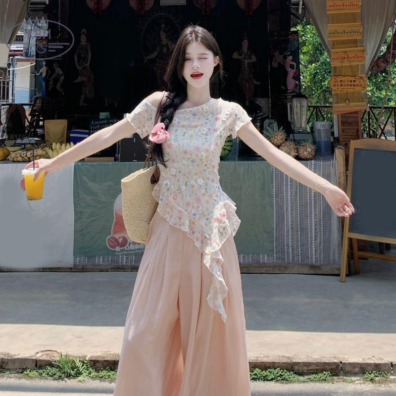 Áo Thun Nữ Mùa Hè, Màu Trơn, Cổ Tròn, Tay Ngắn, Kiểu Dáng Ngọt Ngào