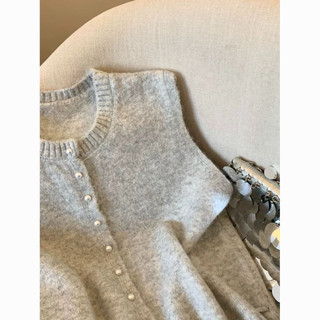(PRE ODER) Áo len gile phối ren cổ điển form xinh vintage Hàn Quốc hai màu trắng và xám