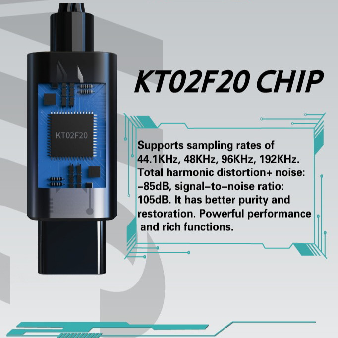 HE Long Zhong Dui DAC KT02F20 Chip Giải Mã Tai Nghe Khuếch Đại Type-C Sang 3.5mm Hỗ Trợ 192kHz 24bit AMP LZD DAC