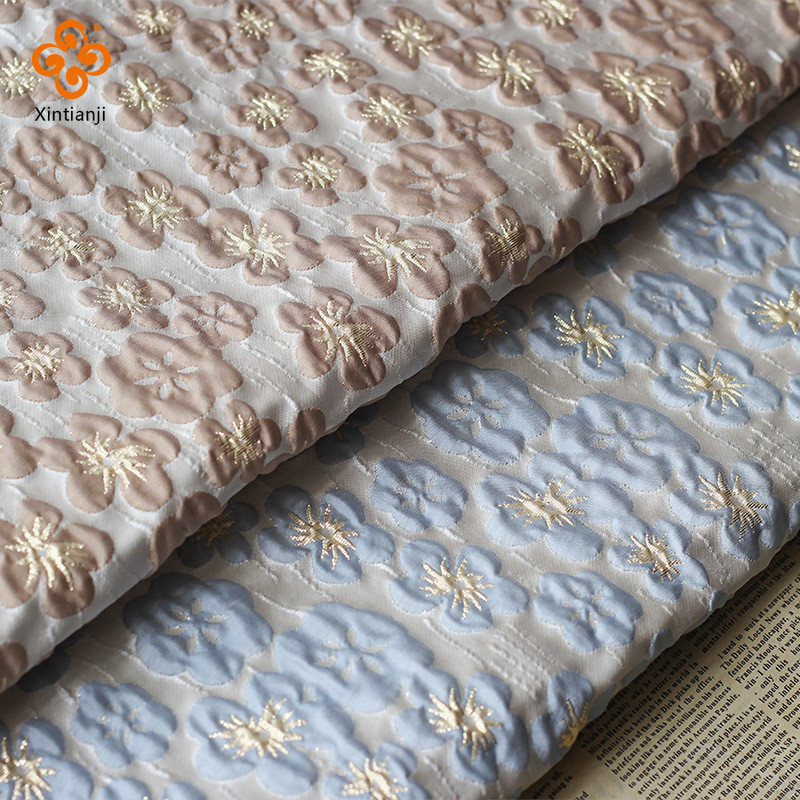 Phong Cách Mới Sợi Vàng Lụa với Họa Tiết Hoa Nhỏ Jacquard Nổi Ba Chiều - Polyester TJ20316