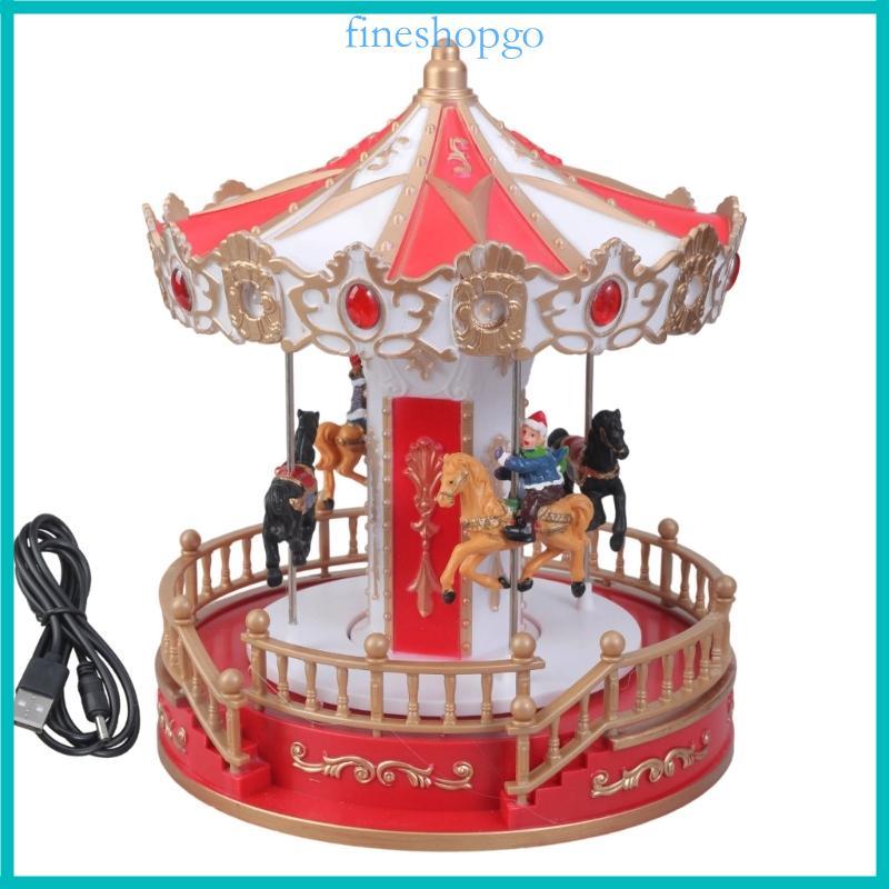 Băng chuyền Giáng sinh âm nhạc tinh tế có đèn LED và đế xoay Giai điệu cổ điển cho lễ hội Trang trí máy tính để bàn tại nhà