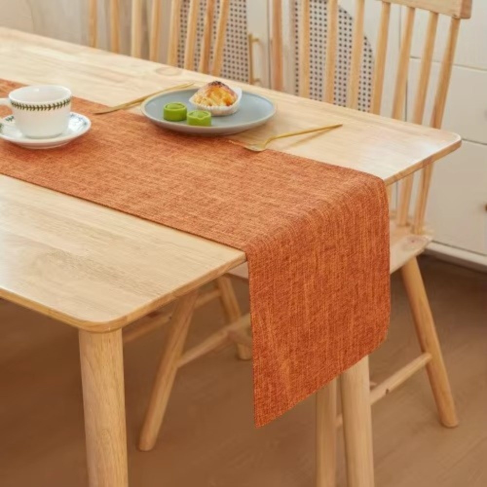AWNGD Table Runner, Khăn trải bàn vải lanh màu trơn, Trang trí bàn ăn hình chữ nhật hai mặt gia đình hiện đại