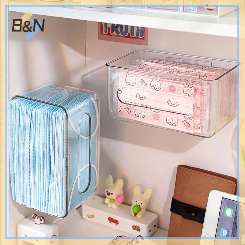 Hộp lưu trữ trong suốt B & N Hộp đựng khăn giấy treo tường Dung tích lớn Giá đỡ mặt nạ dùng một lần miễn phí cho lối vào văn phòng tại nhà.