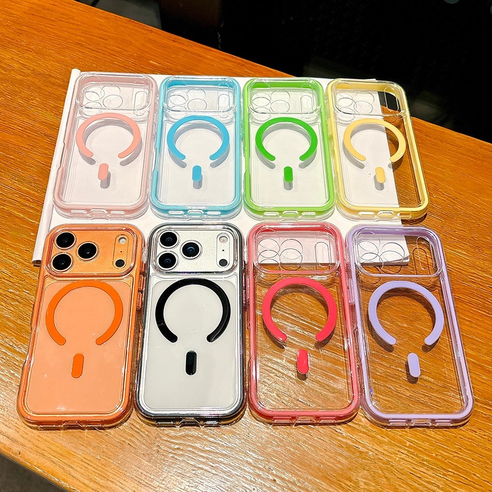 Ốp Điện Thoại Acrylic Từ Tính Cho iPhone 17 Pro Max 17 Air 16 Plus 15 14 13 12 11 Chống Trượt Cạnh Chống Sốc Bảo Vệ Vỏ