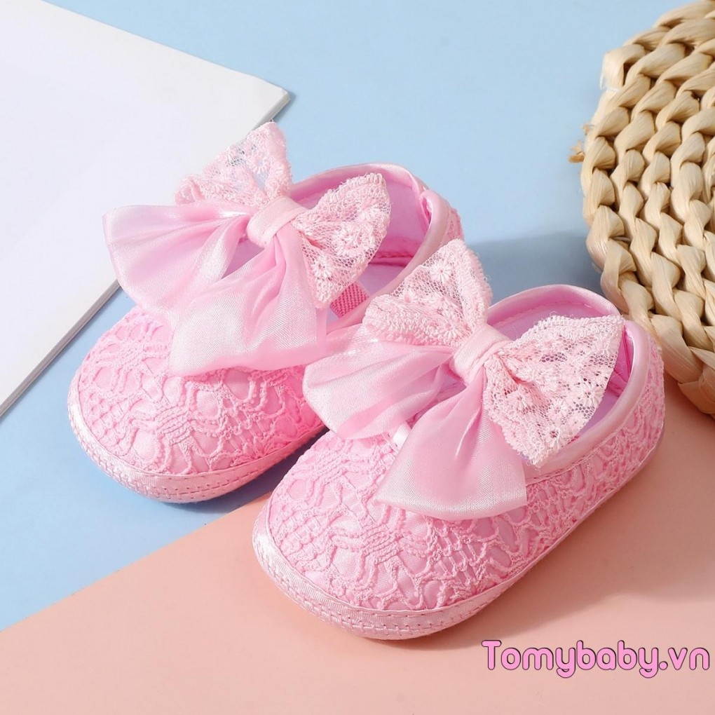 Bé Gái Nơ Giày Ren Dễ Thương Thời Trang Trẻ Sơ Sinh Chống Trơn Trượt Giày Đi Bộ Đầu Tiên Sử Dụng Hàng Ngày Những dịp Đặc Biệt