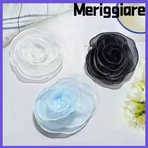 Trâm cài hoa hồng MERIGGIARE, Trâm cài ghim sợi nhiều lớp DIY, may vá thời trang đính quần áo thủ công Trang trí váy Organza Trâm cài hoa nhiều lớp dành cho nữ
