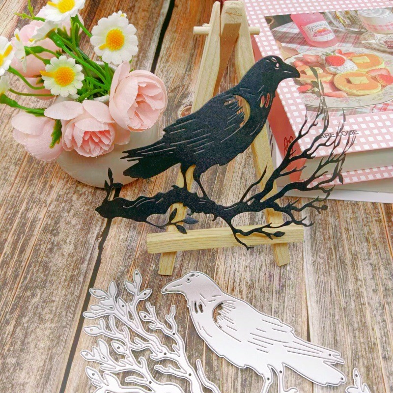 Chim Trên Nhánh Kim Loại Thép Carbon Cắt Khuôn DIY Dập Nổi Mẫu Sổ Lưu Niệm Album Ảnh Thiệp Chúc Mừng Cắt Chết Giấy Nghệ Thuật Khuôn