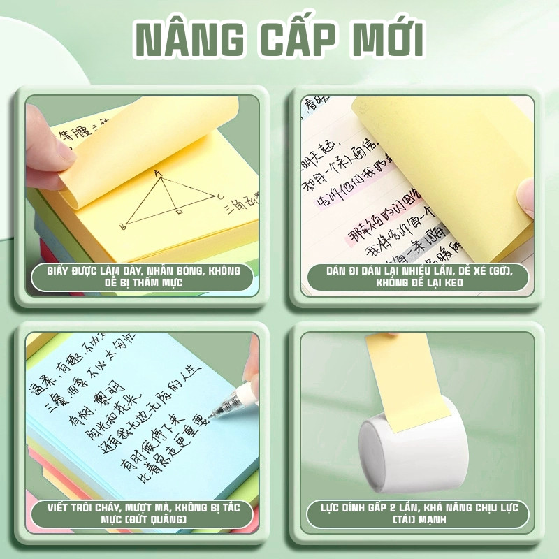 Giấy Nhớ Nhiều Màu Trơn – Giấy Note Dán Được 100 Tờ, Ghi Chú Đánh Dấu Học Tập Văn Phòng