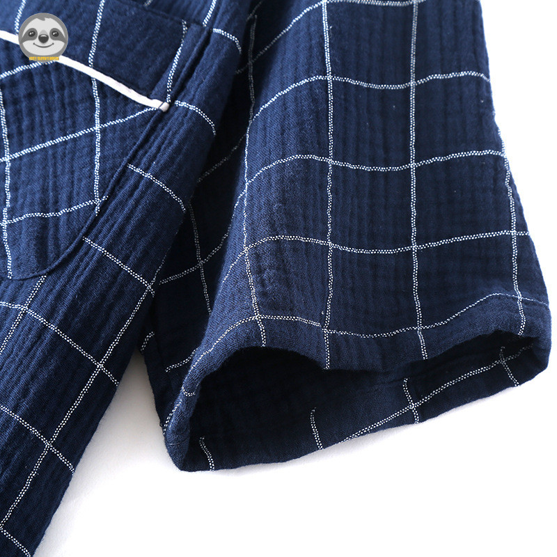 Đồ ngủ nam phong cách Nhật Bản MUJI, quần short caro và áo cánh cung made từ cotton mềm mại, thoải mái để đi chơi hoặc nghỉ ngơi