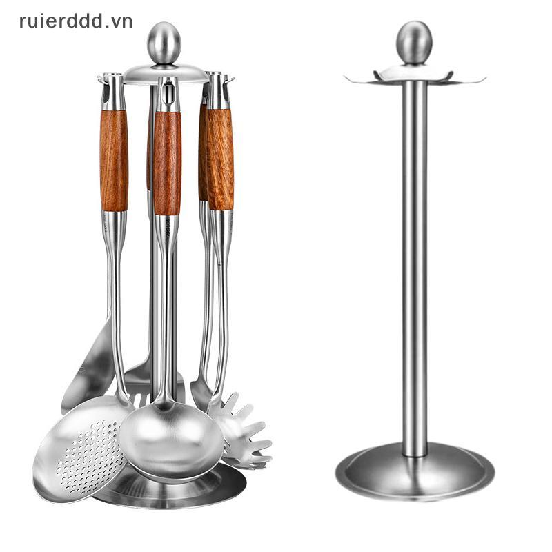 # ruierdd # Giá đỡ dụng cụ nhà bếp xoay 360 độ bằng thép không gỉ Dụng cụ nhà bếp Giá đỡ có 6 móc & khay thoát nước.
