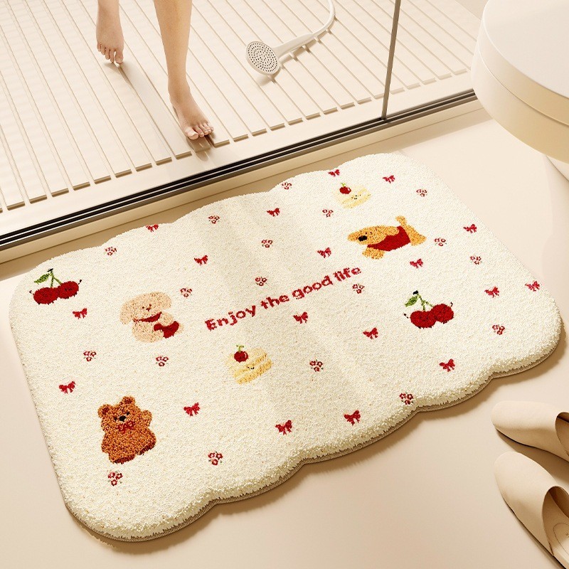 Thảm Lau Chân Nhà Tắm Hoạt Hình, Thảm Trải Sàn Cashmere Lông Cừu Mềm Mịn Siêu Thấm Hút Richouse
