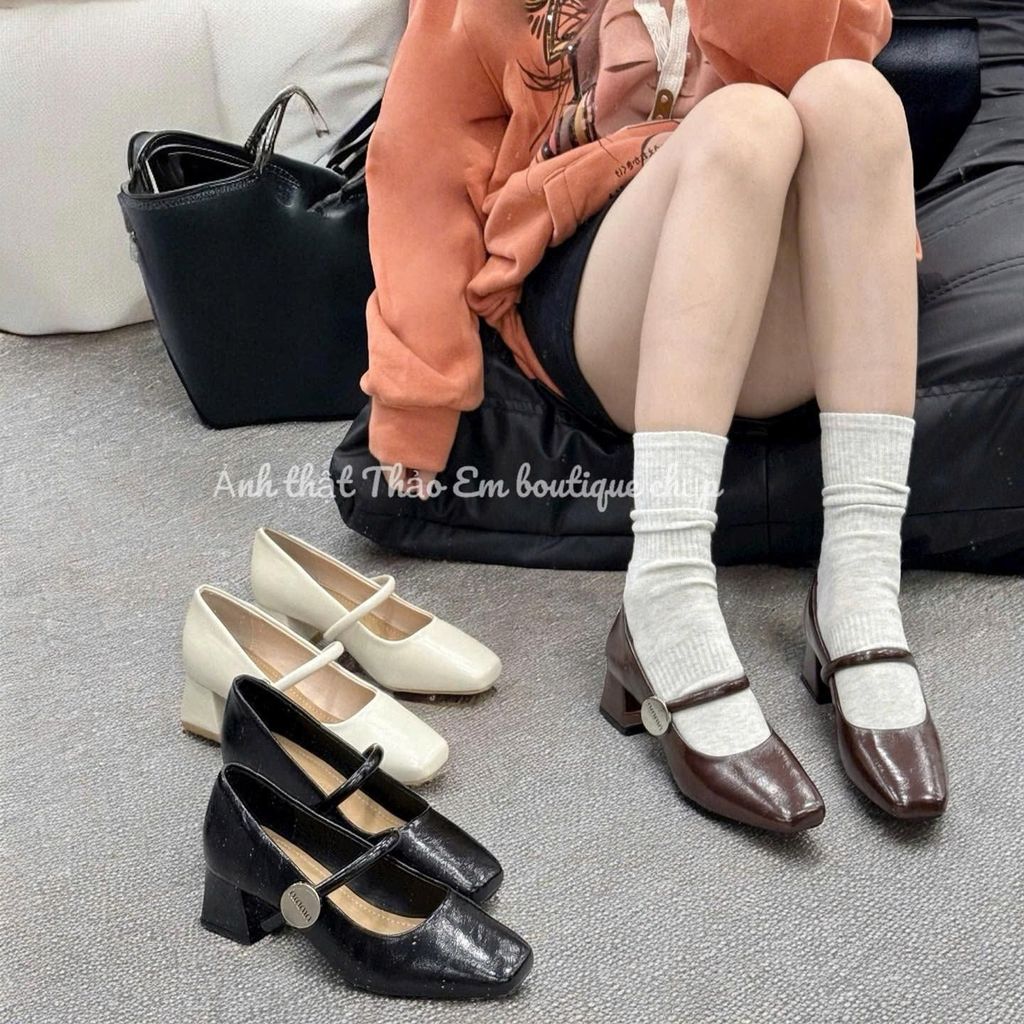 [Thảo Em- GC699] Giày nữ gót cao 5p phối khuy tròn cá tính phong cách thời trang cao cấp
