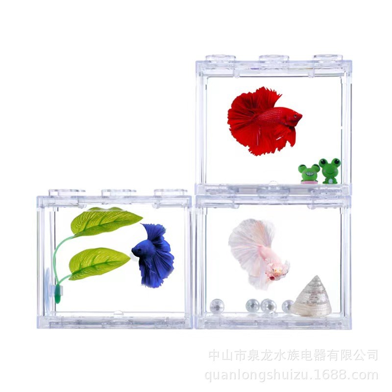 Bể Cá Mini Để Bàn Lắp Ghép Từ Khối Nhựa - Chất Liệu AS Trong Suốt, Thiết Kế Chống Rơi & Bền Bỉ, Phù Hợp Nuôi Cá Betta