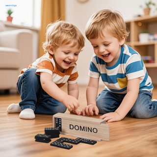 AMAR Black Domino Toy Adults Domino Game 28 chiếc Black Double 6 Dominoes Set kèm hộp lưu trữ bằng gỗ – Trò chơi bảng cổ điển di động dành cho trẻ em Người lớn Tiệc du lịch ban đêm gia đình