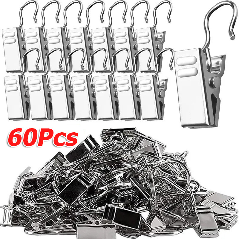 20 / 40 / 60 Chiếc Kẹp Rèm Kim Loại Có Móc / Kẹp Treo Bền Đẹp / Móc Treo Hiển Thị Ảnh