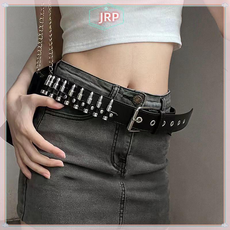 JRP Đinh Tán Rỗng Viên Đạn Trang Trí Đai Da Thời Trang Đính Đá Goth Có Thể Điều Chỉnh Nữ Punk Thắt Lưng JRP