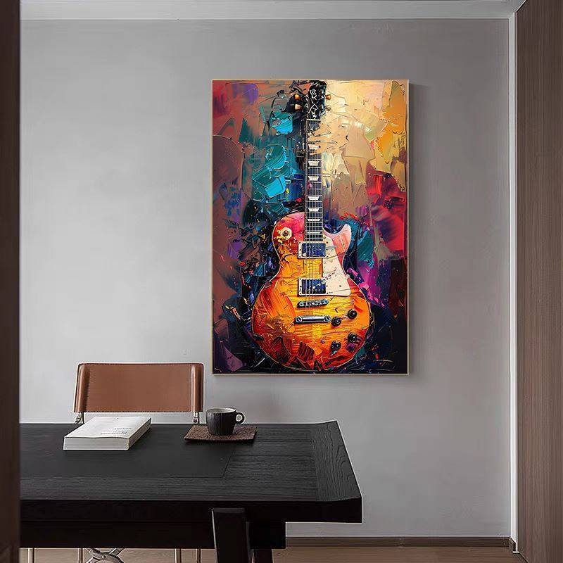 Tranh trang trí tường đàn guitar cá nhân và sáng tạo cho quán bar, nhà hàng âm nhạc, phòng chờ KTV, cửa hàng đàn guitar, lớp học và trang trí nhà cửa - tranh vải canvas