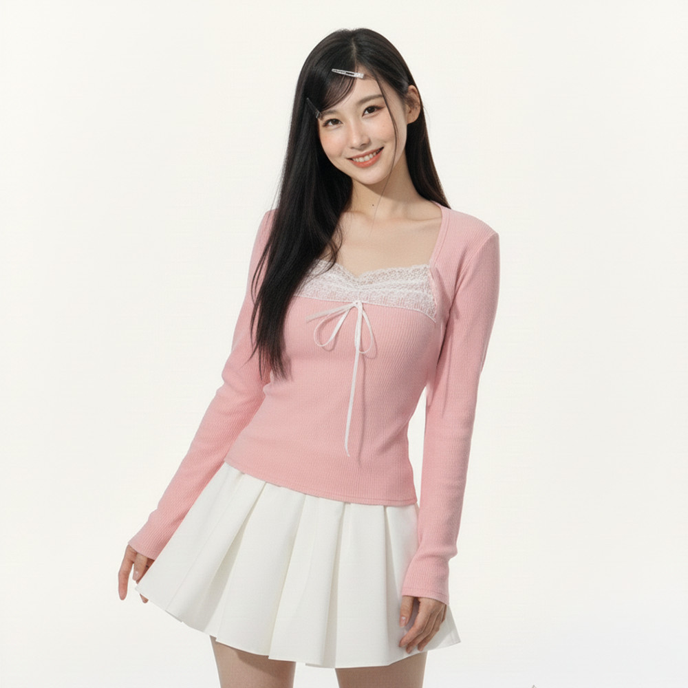Áo 2 Dây Nữ BABEE Viền Ren Phối Nơ Kèm Khoác Cardigan Tay Dài Chất Thun Co Dãn Nhẹ Nhàng Nữ Tính