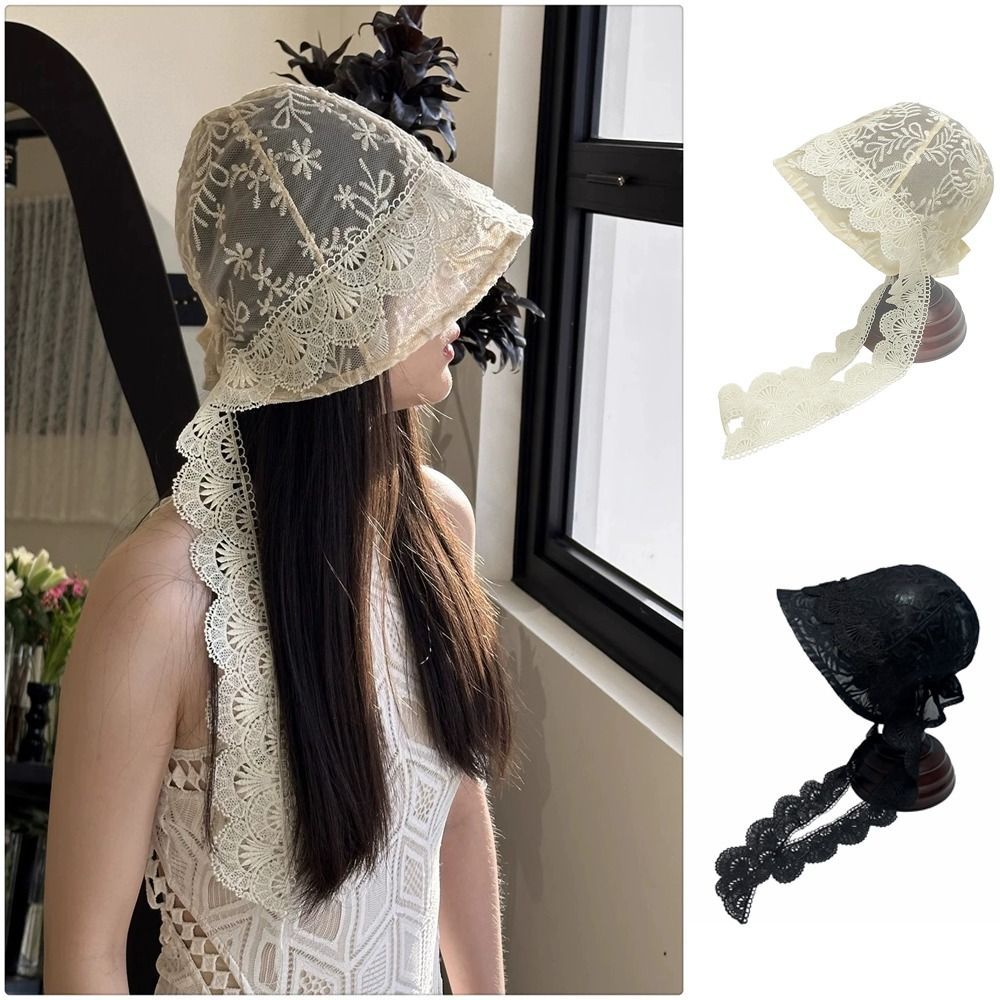 Mũ trùm đầu có ren EBINLANDS, Mũ xô chống nắng đa năng phong cách Hàn Quốc, Dây đeo Jacquard mỏng thoáng khí thanh lịch Mũ chống nắng mùa xuân hè dành cho nữ