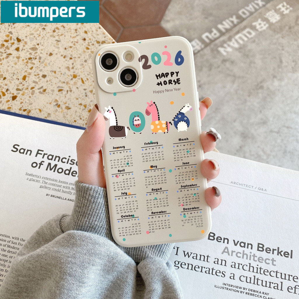 Ibumpers Ốp Điện Thoại Họa Tiết Ngựa Dễ Thương 2026 Họa Tiết Calenda Silicon Mềm Cao Cấp Vỏ Chống Sốc Cho iPhone 11 12 13 14 15 16 Pro Max IP 7 8 Plus Iphon X XS XR Xs max