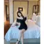 đầm đen sang chảnh nữ thần cao cấp dạo phố đầm lệch vai body ngắn công chúa biển đi dự tiệc thiết kế