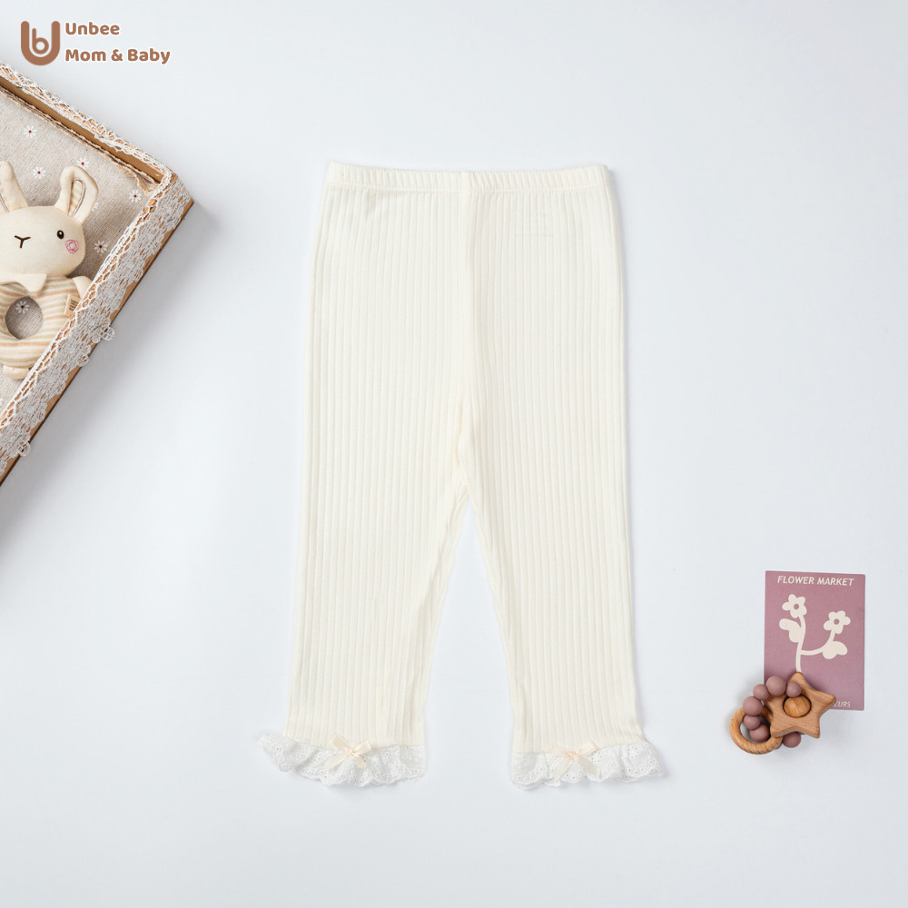 Bộ quần áo dài tay len tăm cổ bèo cho bé gái Unbee form dáng legging phong cách Hàn Quốc