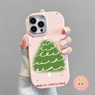 Ốp Điện Thoại Khung Mạ Nụ Cười Cây Giáng Sinh Cho Redmi K80 K70 Pro K70E K60E K50 K60 Ultra K40 Pro Plus K40S K30 Pro K30i Vỏ Màu Hồng Dễ Thương Ốp Lưng Chống Sốc