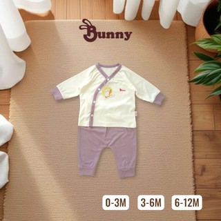 Bộ dài sơ sinh cúc chéo cao cấp Bunnybaby cho bé 0-12M chất tăm lụa mềm mịn
