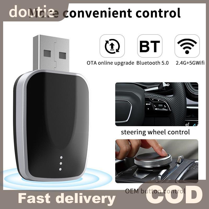 Doutie 2in1 Wireless CarPlay Android Auto Adapter AI Box Plug & Play Kết nối tự động Tương thích với 99% ô tô cho đài phát thanh ô tô VN