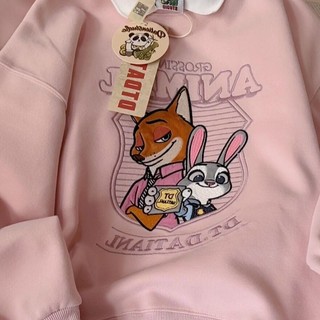 Mẫu mới Áo Hoodie Hoạt Hình Thêu Giả Hai Mảnh Dễ Thương