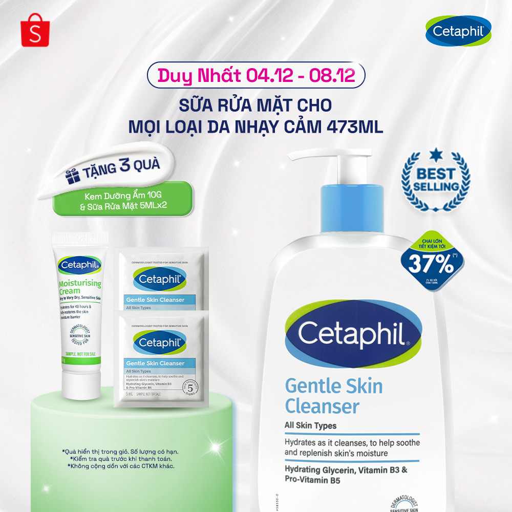 Sữa rửa mặt dịu lành cho da nhạy cảm CETAPHIL GENTLE SKIN CLEANSER 473ML