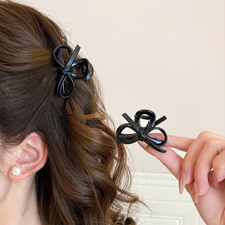 Kẹp tóc nơ da Mini Bangs Claw Clip