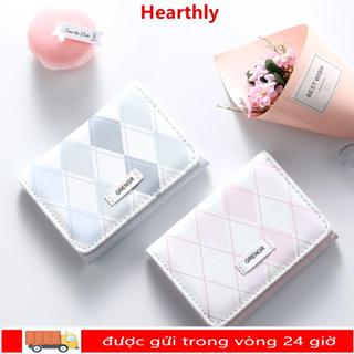 Ví đựng thẻ HEARTHLY, Đa chức năng với túi đựng thẻ họa tiết ca rô, Hộp đựng thẻ tín dụng PU đơn giản phong cách Hàn Quốc dành cho nữ