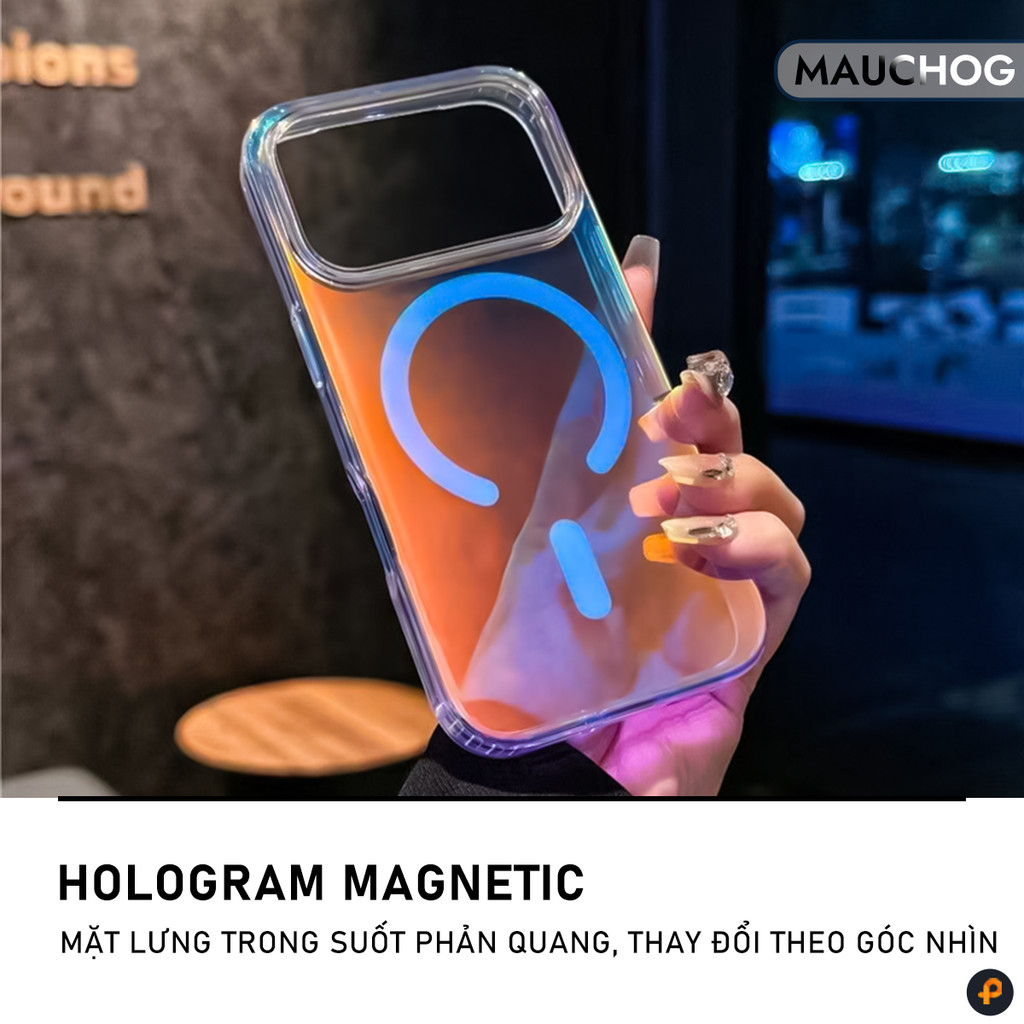 Ốp Lưng Phản Quang Đổi Màu Hỗ Trợ Sạc Không Dây Từ Tính Cho Điện Thoại iPhone 17 Pro Max 16 15 14 13