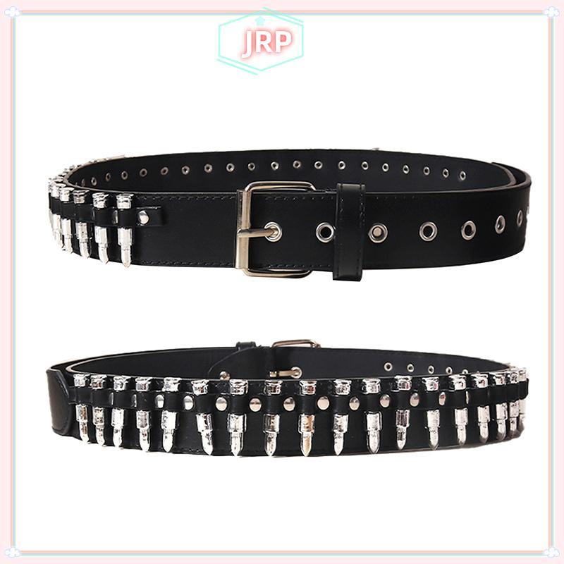 JRP Đinh Tán Rỗng Viên Đạn Trang Trí Đai Da Thời Trang Đính Đá Goth Có Thể Điều Chỉnh Nữ Punk Thắt Lưng JRP