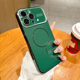 Thời Trang Pha Lê Mạ Cửa Sổ Lớn Camera Từ Tính Ốp Lưng Điện Thoại iPhone 17 16 15 14 13 12 11 Pro Max Cho Magsafe Charge Cover