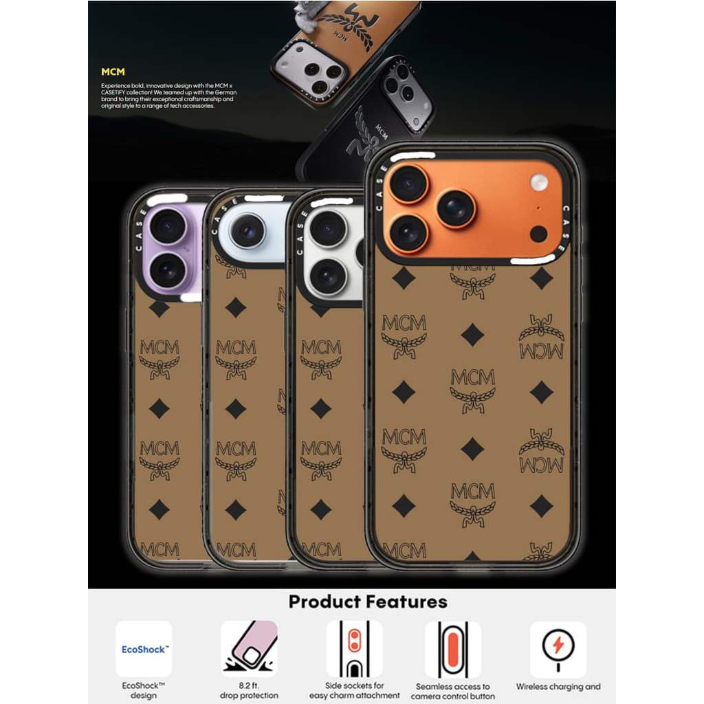 Ốp lưng CASECASE X MCM Visetos - Vỏ tác động hút từ tính cứng trong suốt cho Apple IPhone 12 13 14 15 16 17 Pro Max Air Plus có hộp