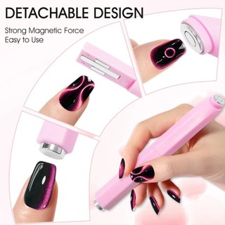 [CRUSH] Công cụ nghệ thuật làm móng tay từ tính mắt mèo, Hiệu ứng chéo tròn DIY Cat Eye Nail Art Stick, Bút từ tính nghệ thuật làm móng đa chức năng 3 trong 1