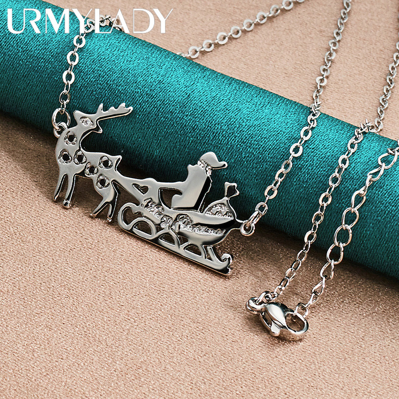 URMYLADY Mặt Dây Chuyền Sled Giáng Sinh Bạc 925 Chất Lượng Cao, Phù Hợp Cho Nữ Thời Trang