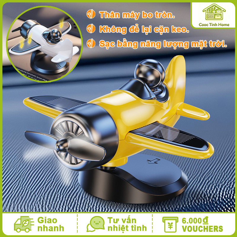 Máy Bay Năng Lượng Mặt Trời Trang Trí Taplo Ô Tô – Cánh Quạt Xoay 360° Phụ Kiện Nội Thất Đẹp Sang Trọng